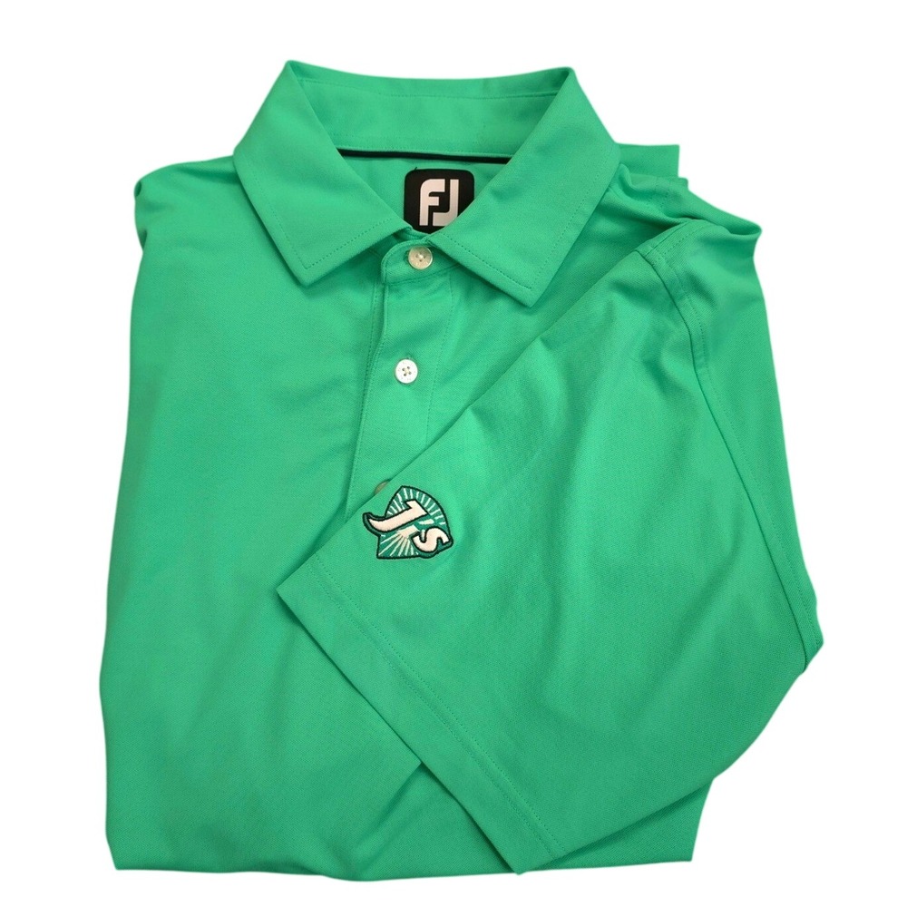 FootJoy ProDry Mens Golf Polo Shirt Medium Green Short Sleeve Embroidered Logo